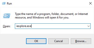 Open IE with execute the command: iexplorer.exe