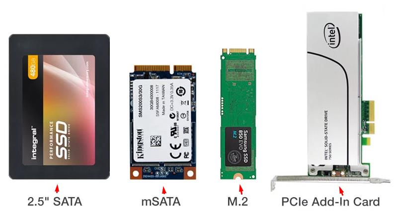 SSD disk Form factor: 2.5, mSATA, M.2, PCIe Add-In Card