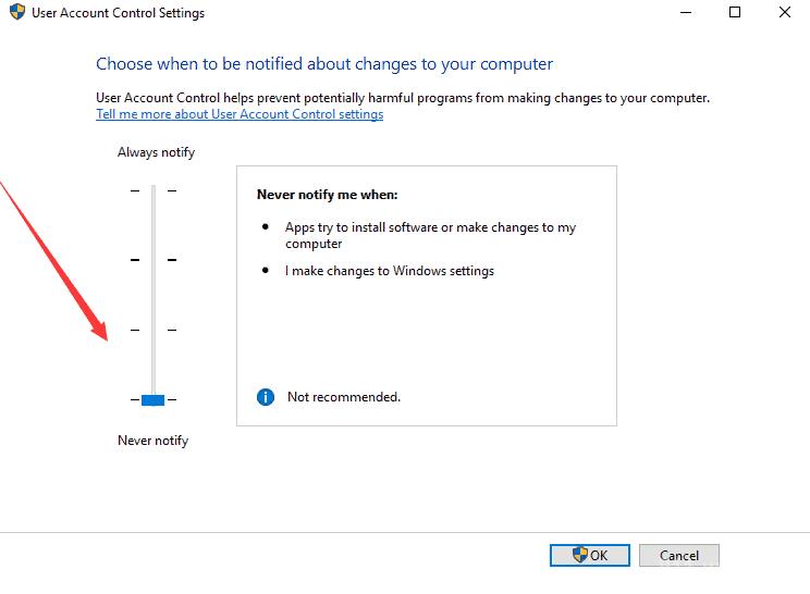 In User Account Control Settings change to - Never notify 