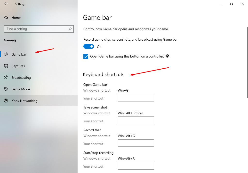 You can set Keyboard shortcuts in Game bar 
