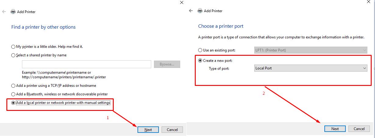 Create new Port to add Printer 