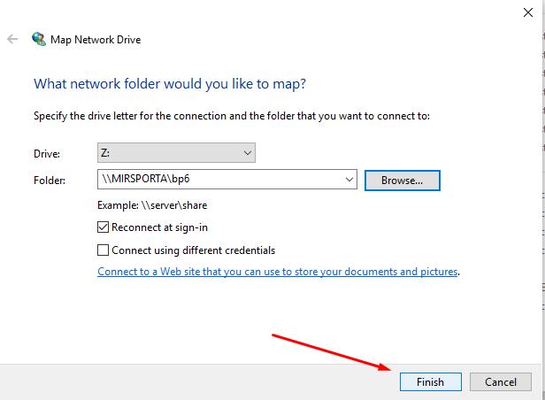 Click - Browse and find necessary Disk in Network and confirm connect