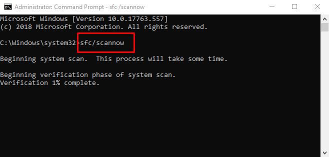 Checking the integrity of system files wth (sfc / scannow) command