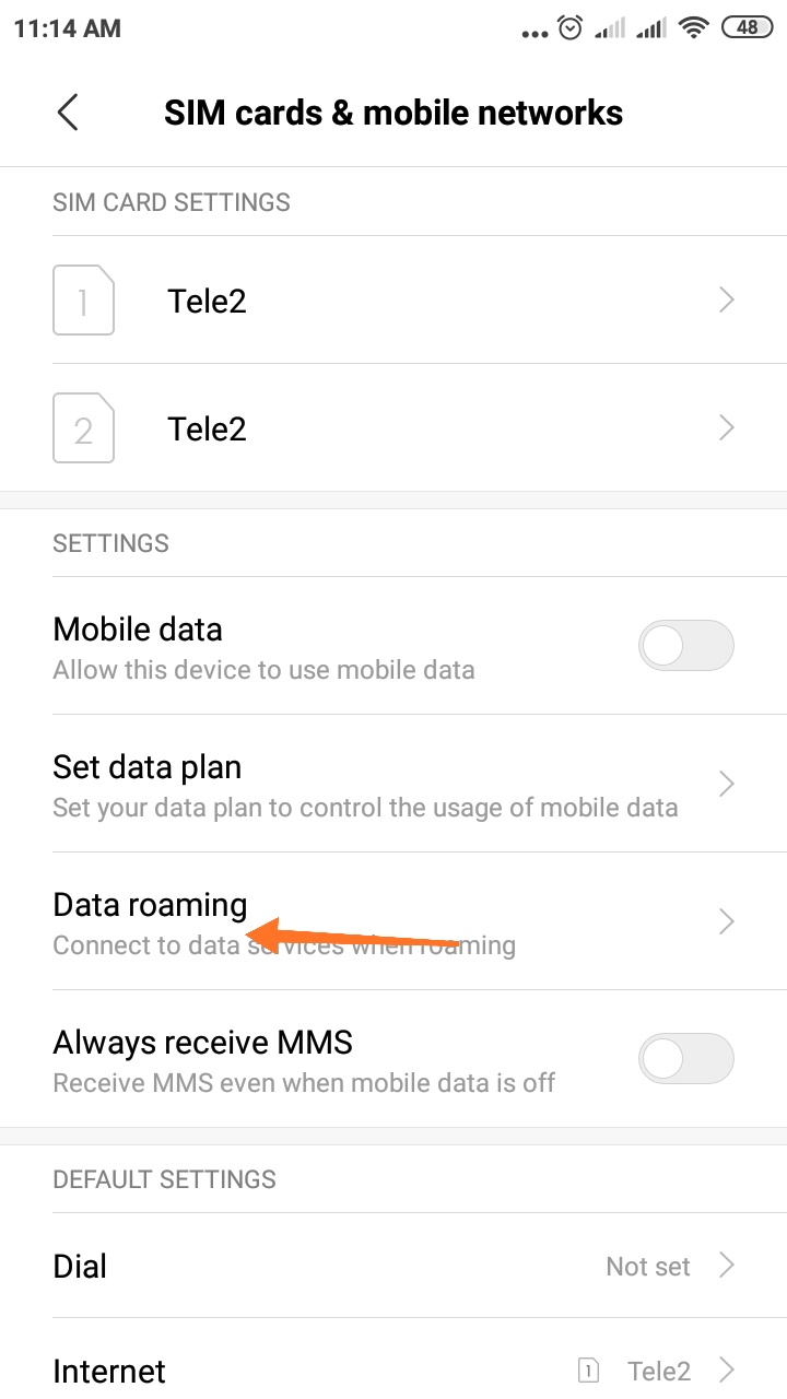 SIM Cards & mobile Networks check: Data roaming