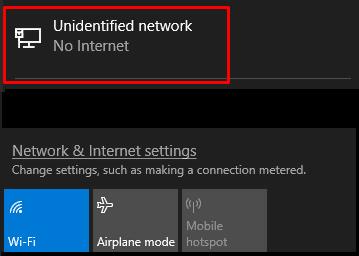 Unidentified Network No Internet Access Windows 10