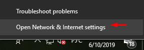 Open Network and Internet Settings - Windows 10