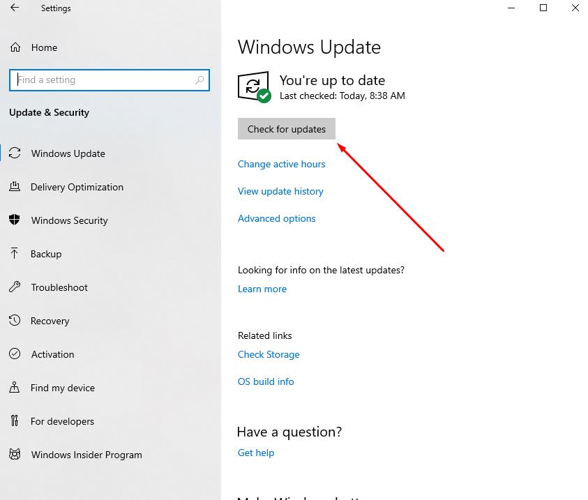 In Windows settng go to Windows Update and click - Check for Updates