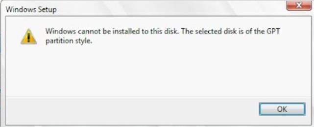 Windows cannot be installed to this disk GPT: solution to the problem