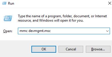 open Device Manager with command: mmc devmgmt.msc 