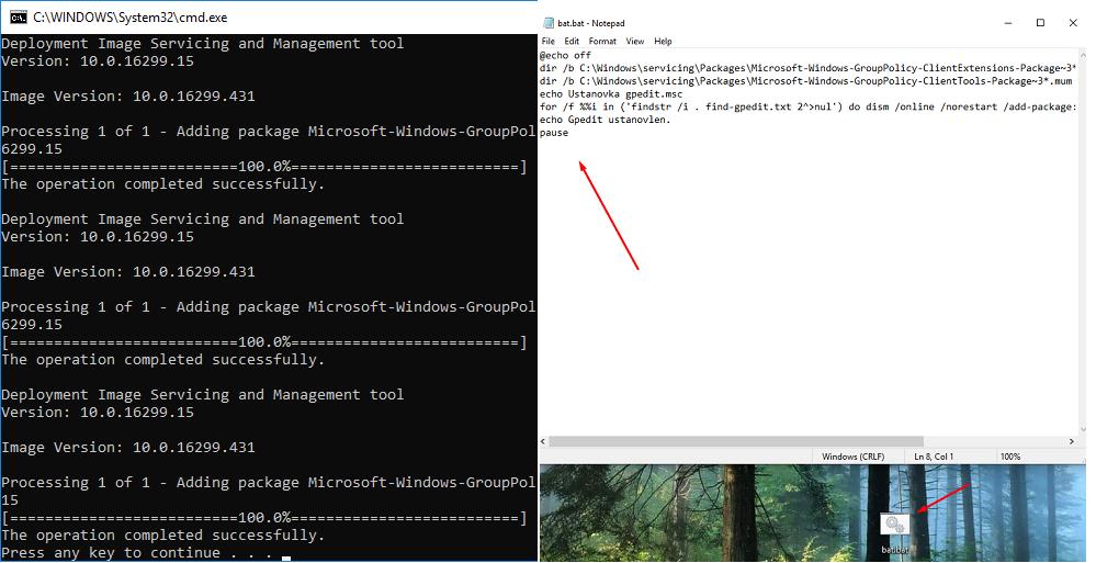 Command to add Local Group Policy to Windows 10