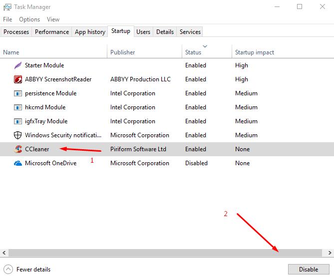 How to disable autostart programs in windows 10 via Task Manager