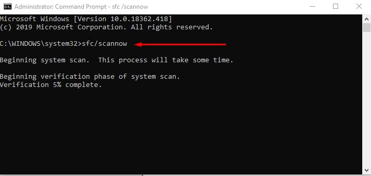 Check System Files with scf scannow command