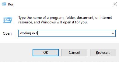 Run DirectX Diagnostic tool with dxdiag.exe