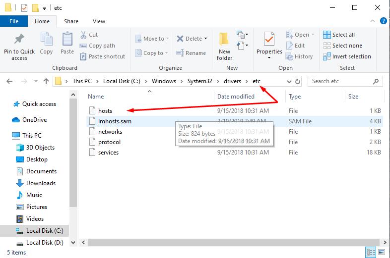 Windows 10 Hosts File Location
