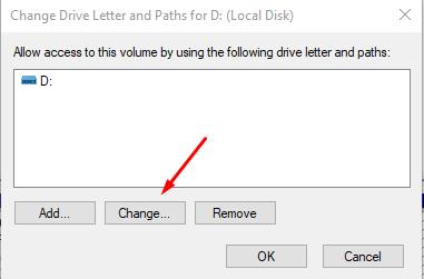 For change Drive Letter - select drive and click on change button