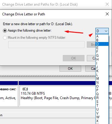 Select: Assign the following drive letter and select new letter for you new drive