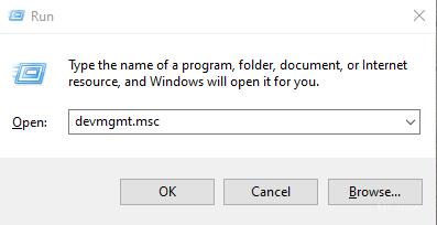 For open Device Manager use (devmgmt.msc) command